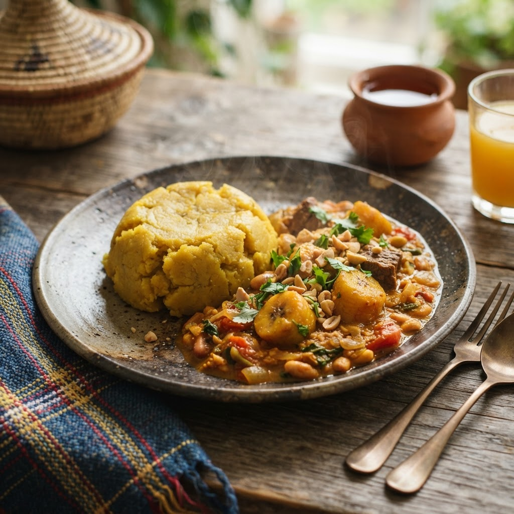 Matoke with Groundnut Sauce